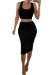LaSuiveur Womens Crop Top Midi Skirt Outfit Two Piece Bodycon Bandage Dress