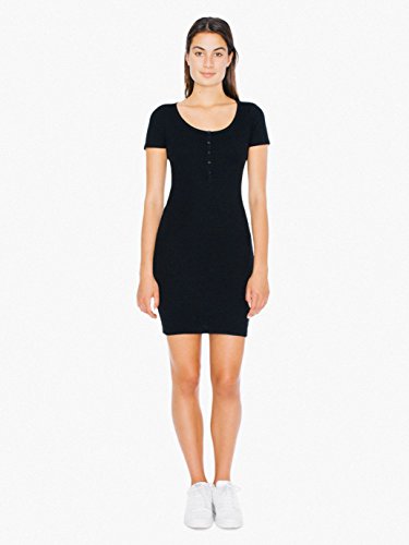 American-Apparel-Womens-2x1-Short-Sleeve-Henley-Rib-Dress