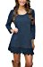 MiYang Women's Purple Long Sleeve A-line Lace Stitching Trim Casual Dress