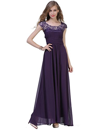 CARVAIN-Cap-Sleeve-Bodice-Rhinestones-Lace-Bridesmaid-Prom-Long-Evening-Dress