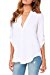 Dokotoo Womens Casual Chiffon Ladies V-Neck Cuffed Sleeve Blouse Tops (S-XXL)