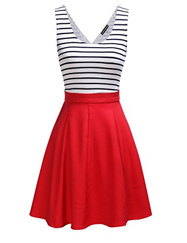 Omeya-Womens-Sexy-Open-Back-Cocktail-Slim-Black-White-Striped-Mini-Dress
