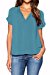 LILBETTER Women Chiffon Blouse V Neck Short Sleeve Top Shirts