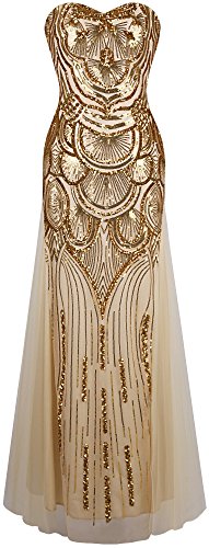 Angel-fashions-Womens-Sequin-Strapless-Sweetheart-Mesh-Lace-up-Banquet-Dress