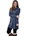 MIXMAX Women Lapel Neck Long Sleeve Loose Dress Sides Slit Shirt Dress (Medium, Blue)