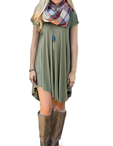POSESHE-Womens-Short-Sleeve-Casual-Loose-T-Shirt-Dress