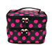 Icon Double Layer Dots Pattern Travel Toiletry Cosmetic Bag Makeup Organizer Travel Case With Mirror