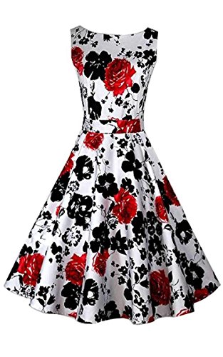 ACEVOG-Vintage-1950s-Floral-Spring-Garden-Party-Picnic-Dress-Party-Cocktail-Dress