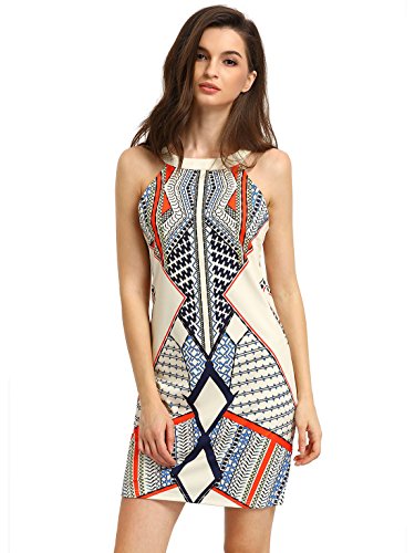 ROMWE-Womens-Cutaway-Sleeveless-Geometric-Print-Party-Dress