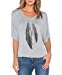 Romastory Womens Street Style Feather Pattern T-shirts Casual Loose Top Tee Shirts