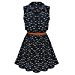 Allegra K Ladies Half Placket Sleeveless Belted Shirt Dress