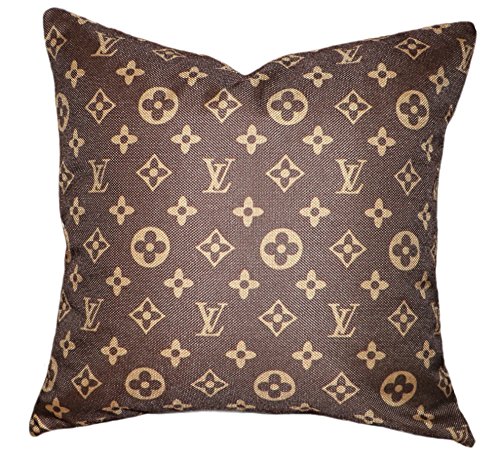 Pillow-Cover-Decorative-Pillow-Brown-White-Pillow-Beige-Classic-Monogram-Pillow-Fashion-Pillow-Home-Decor-Couture-LV-Inspired-Throw-Pillows
