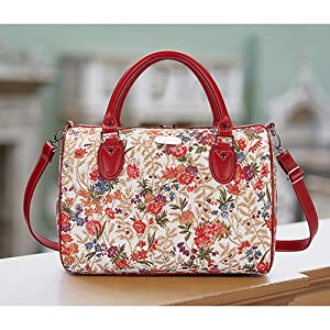 v&a, signare, tapestry, tapestry bag, flower meadow, floral bag, travel bag